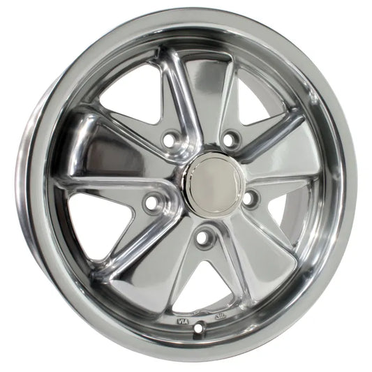 SSP Fooks Alloy Wheel Polished 4.5x15", 5x130 PCD, ET45: Beetle (1947-1979), T2 Bay (1968-1979), T2 Split Bus (1950-1967)