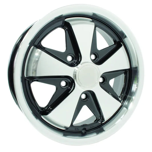 SSP Fooks Alloy Wheel Black and Polished 5.5x15", 5x112 PCD, ET20: T2 Bay (1971-1979), T25 (1980-1991), Brazil Kombi (1997-2014)