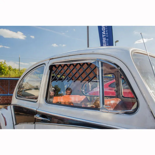 EMPI Window Vent Shades Stainless Steel Pair: Beetle (1965-1979)