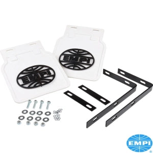 EMPI MudFlap Set White with Black Logo Beetle <1967