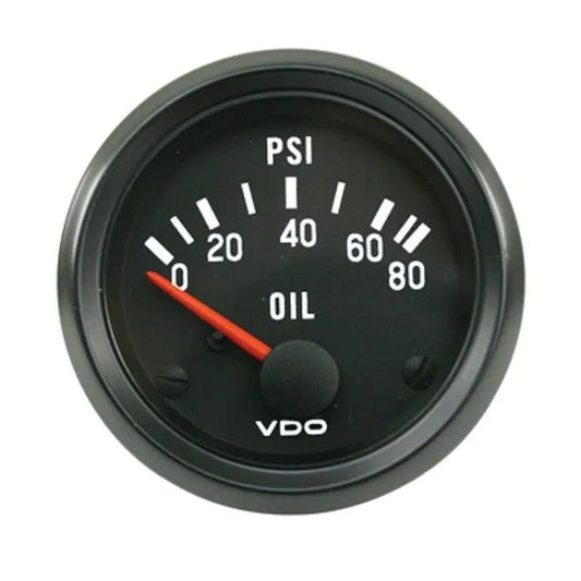 VDO Cockpit Oil Pressure Gauge 80PSI 52mm Black: Beetle (1947-1979), T2 Bay (1968-1979), T25 (1980-1983) V350040