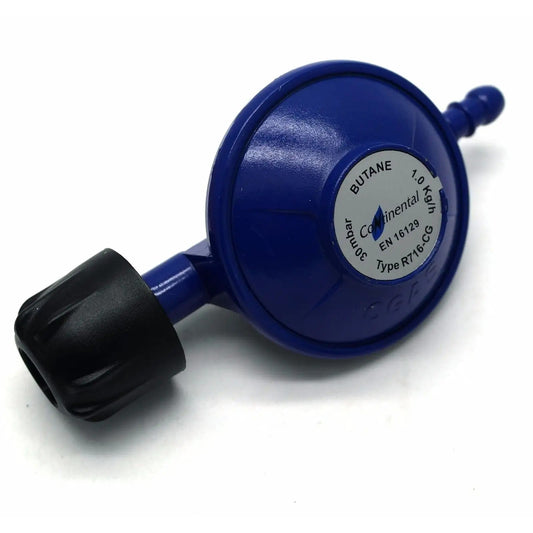 Gas regulator butane, low pressure inlet 16 x 1.5 28mbar