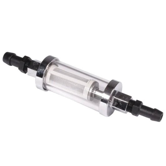 Fuel Filter Chrome and Perspex for 5-6mm Hose: Beetle (1950-1979), T2 Bay (1968-1979), T2 Split Bus (1950-1967)
