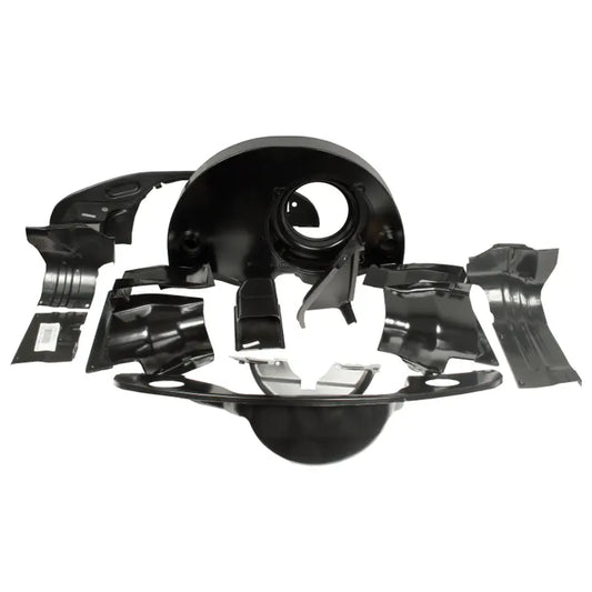 Tinware Kit, Twin Port 1300-1600cc with Air Outlets, Black: Beetle (1947-1979), T2 Split Bus (1960-1967), Karmann Ghia (1955-1974)