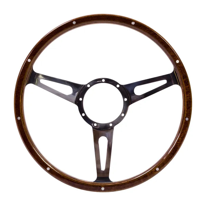 SSP 3-Slot Mahogany Steering Wheel 380mm 9 Bolt: Beetle (1960-1979), T2 Bay (1968-1974), T2 Split Bus (1950-1967)