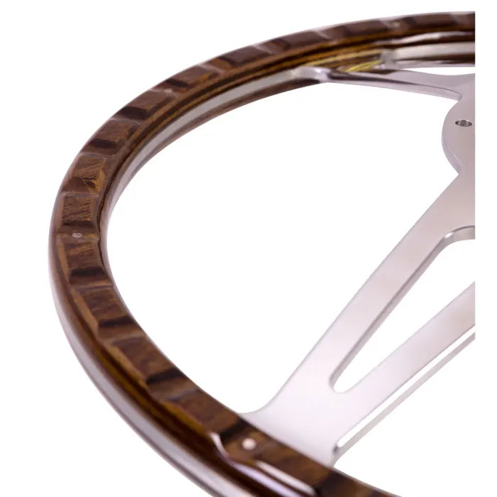 SSP 3-Slot Mahogany Steering Wheel 380mm 9 Bolt: Beetle (1960-1979), T2 Bay (1968-1974), T2 Split Bus (1950-1967)