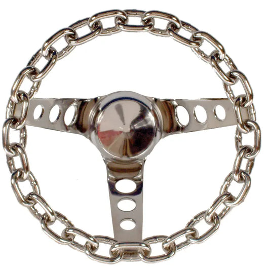 Grant Chrome Chain Steering Wheel 10'' with 3 1/2'' Dish: Beetle (1960-1979), Karmann Ghia (1960-1974), Type 3 (1962-1973)