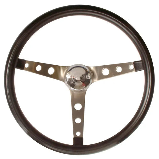 Grant Steering Wheel Three Spoke with Holes Black 15'': Beetle (1960-1979), Karmann Ghia (1960-1974), Type 3 (1962-1973)