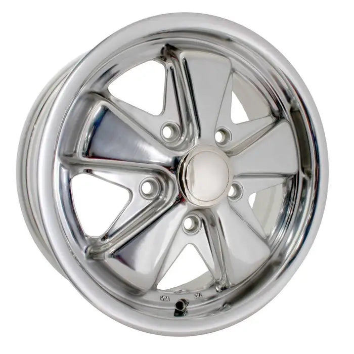 SSP Fooks Alloy Wheel Polished 5.5x15'', 5x130 PCD, ET45: Golf Mk1 (1975-1983), Golf Mk2 (1984-1991), Caddy Mk1 (1983-1992)
