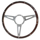 Mountney Riveted Dark Wood Rim Steering Wheel 15'' Semi-Dished: Beetle (1950-1979), Karmann Ghia (1960-1974), Type 3 (1962-1973)