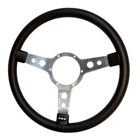 Mountney Black Vinyl Steering Wheel 15'' Semi-Dished: Beetle (1950-1979), Karmann Ghia (1960-1974), Type 3 (1962-1973)