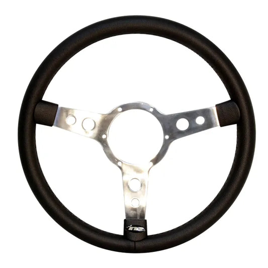 Mountney Black Vinyl Steering Wheel 15'' Semi-Dished: Beetle (1950-1979), Karmann Ghia (1960-1974), Type 3 (1962-1973)
