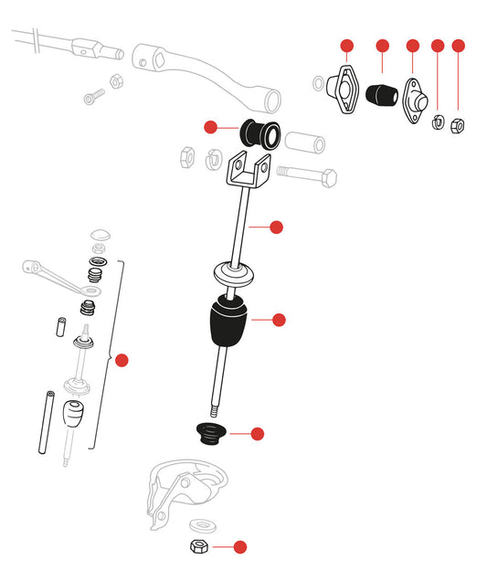 Repair kit rear sway bar Beetle, Karmann Ghia 08/66-07/68
