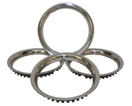 Stainless Steel Wheel Trim Set 15'': Beetle (1953-1979), Karmann Ghia (1960-1974), Type 3 (1962-1973)