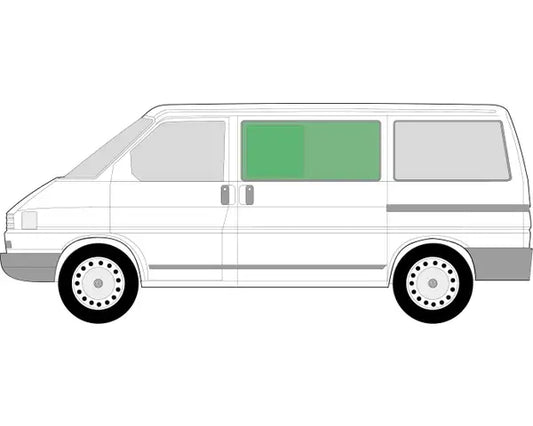 Front Side Tinted Sliding Window 1126mm x 523mm Nearside (Left) VW T4 1990–2003