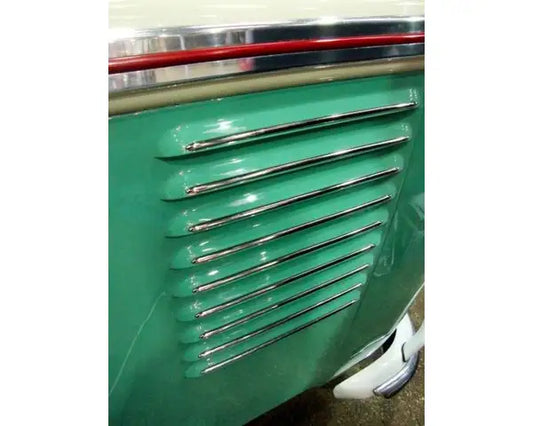 VW T2 Split Samba Deluxe Rear Side Vent Trim Set (Polished Stainless) 1956 - 1963