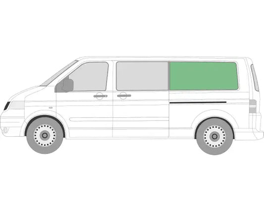 Rear Side Fixed Window Glass (Dark Tinted) Nearside (Left) VW T5 2003–2015 VW T6 LWB (1262x570)