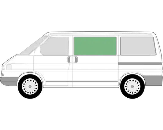Front Side (Fixed) Window Glass Dark Tinted 1126mm x 523mm Nearside (Left) VW T4 1990–2003