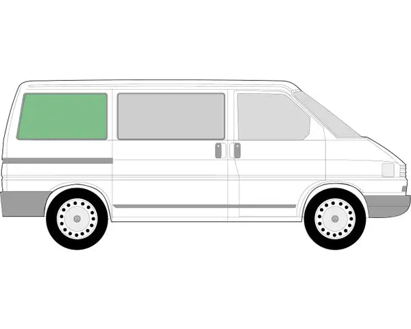 Rear Side Fixed Window Glass Dark Tinted (967x520 / Right) VW T4 SWB