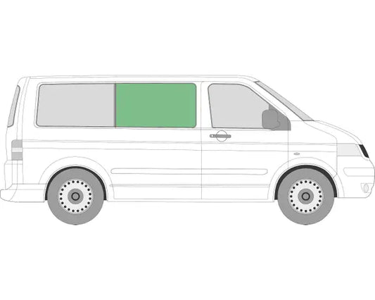 Front Side Fixed Window Glass (Dark Tinted) Offside (Right) VW Transporter T5, T5.1, T6 & T6.1 (1130x570)