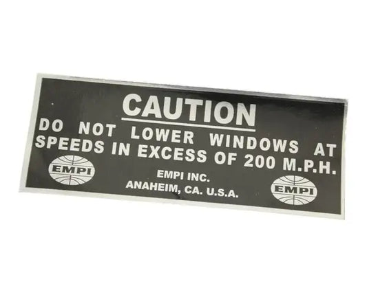 EMPI Speed Warning Sticker
