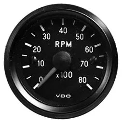 VDO Cockpit Tachometer 8000RPM 52mm Black: Beetle (1947-1979), T2 Bay (1968-1979), T25 (1980-1992)