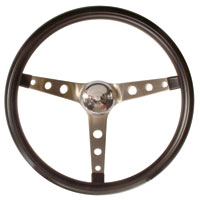 Steering wheel black 15" Nostalgia holes on spoke 4 1/8" dish