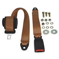 Seat Belt, Rear Inertia Modern Buckle All Webbing Tan 