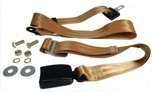 Lap Belt 2 Point Static with Modern Buckle and Tan Webbing