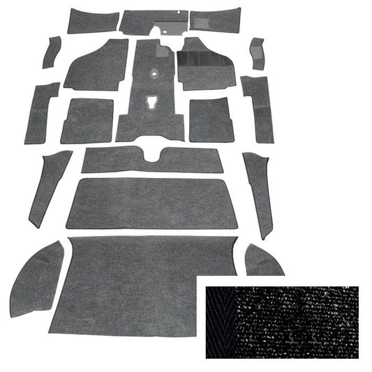 Carpet Set for Right Hand Drive Coupe Black: Karmann Ghia 1970-1974