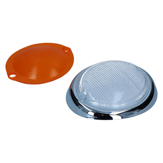 Turn signal lens, left, clear/orange  with E-marking Bus 08/63-07/67