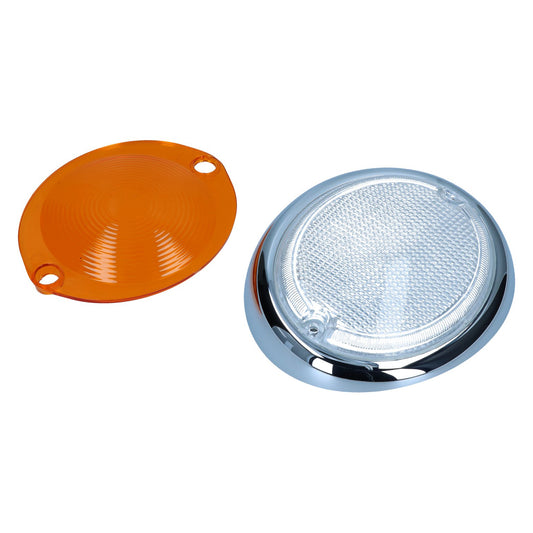 Turn signal lens, left, clear/orange Bus 08/63-07/67