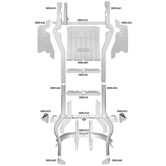 Chassis Kit (Boxed, 210x80x43cm) Split Bus 03/55-07/59