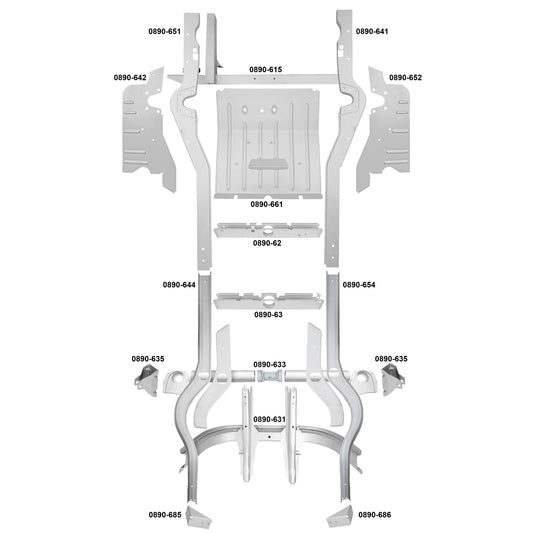 Chassis Kit (Boxed, 210x80x43cm) Split Bus 08/59-07/67