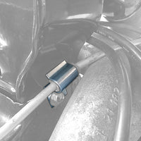 Clamp fuel line on fan shroud