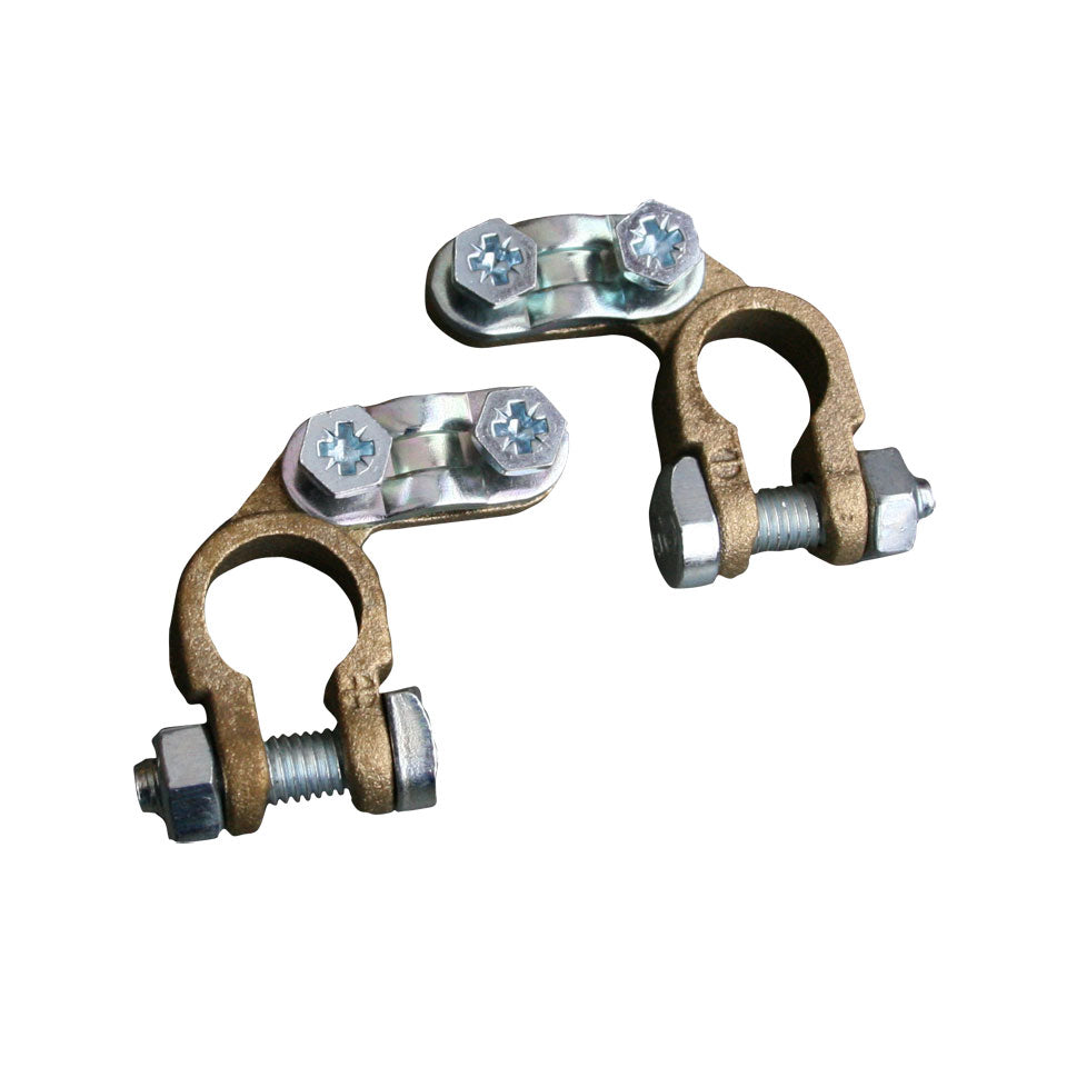 Battery terminals + ,  -, as pair