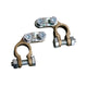 Battery terminals + ,  -, as pair