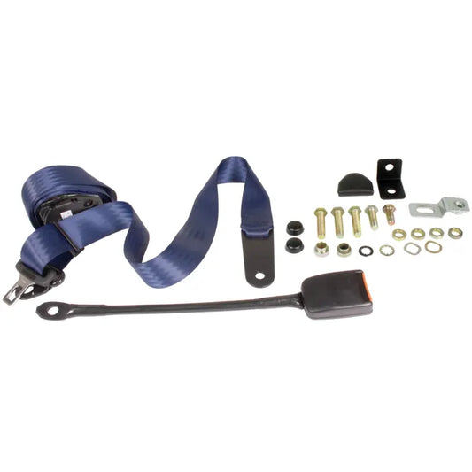 Front seat belt 3 point inertia with modern buckle and dark blue webbing