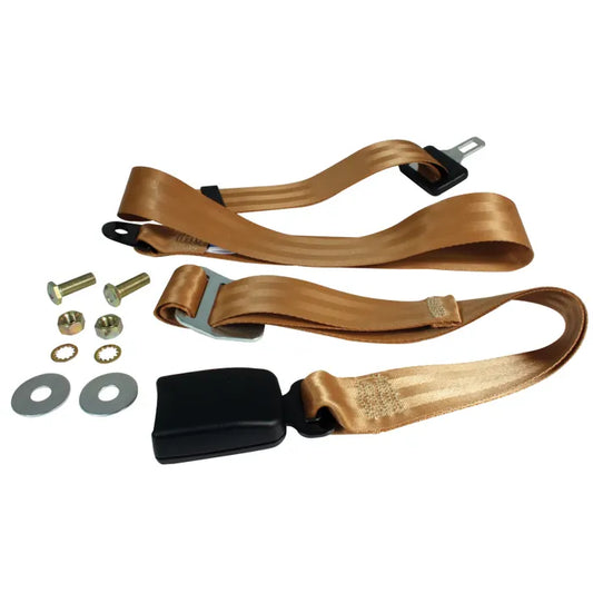 Lap Belt 2 Point Static with Modern Buckle and Tan Webbing Beetle (1950-1979), T2 Bay (1968-1979), T25 (1980-1992)
