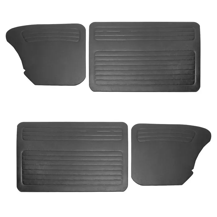 Door Card Set Without Door Pockets, Black Vinyl: Beetle (1968-1979)