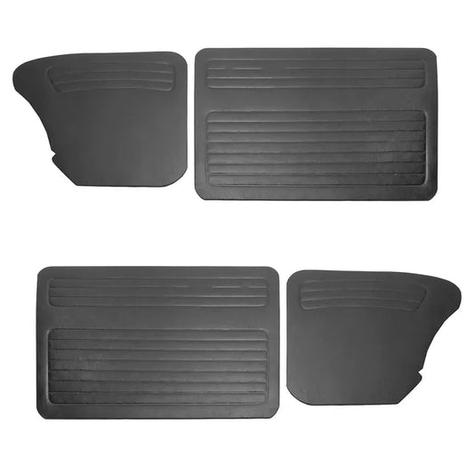 Door Card Set Without Door Pockets, Black Vinyl: Beetle (1968-1979)