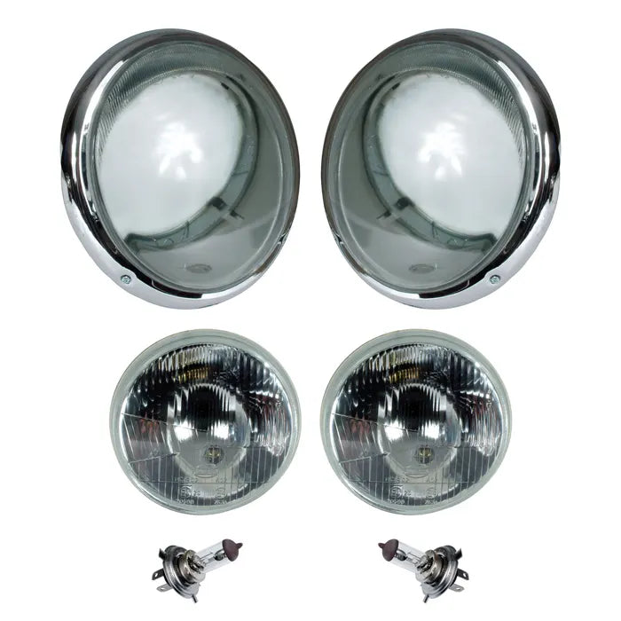 Headlight Set, US Spec with Indicators, Right Hand Drive: Beetle (1950-1967), T2 Split Bus (1950-1967), Beetle Cabrio (1950-1967)