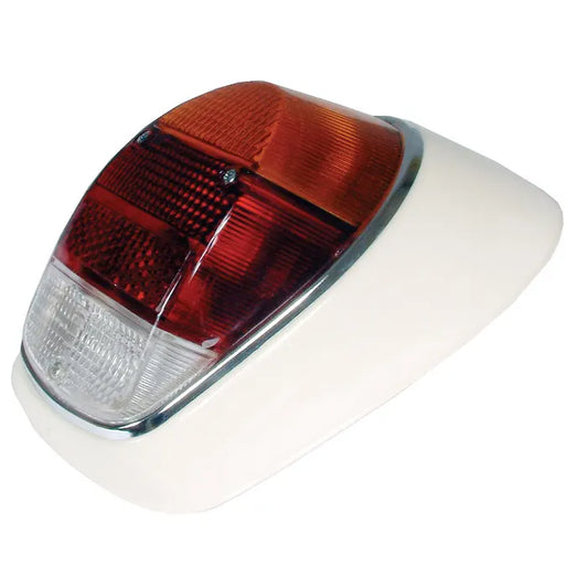 Complete Rear Light Right with Amber Clear and Red Lens: Beetle (1968-1973), Beetle Cabrio (1968-1973)