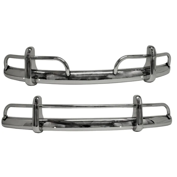 Blade Bumper US Spec Set Front & Rear Stainless Steel: Beetle (1953-1973), Beetle Cabrio (1953-1967)