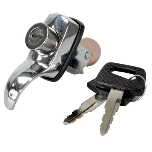 Push Button Engine Lid Lock in Chrome: Beetle (1966-1971), T2 Split Bus (1967), Beetle Cabrio (1966-1971)