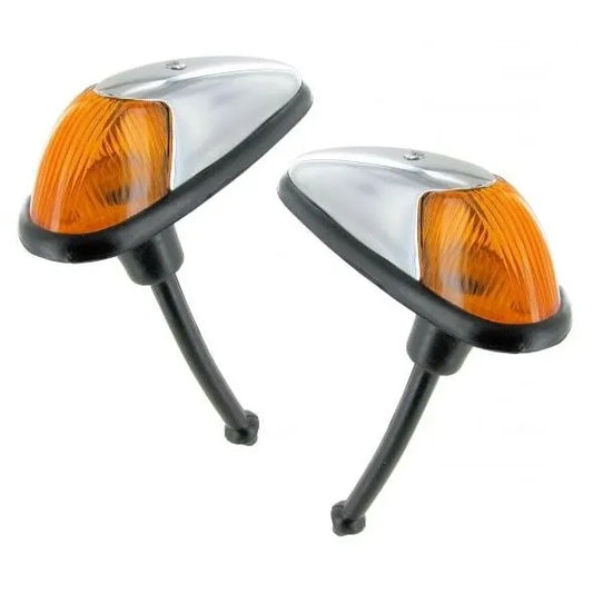 Front Indicator Assembly Pair with Amber Lens with Seal: Beetle (1958-1963), Beetle Cabrio (1958-1963)