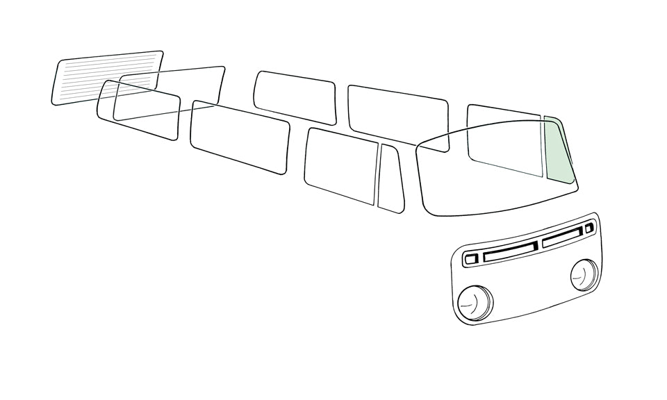 Vent wing window closed, left, green