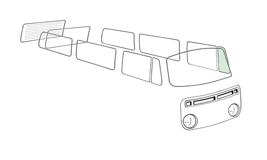 Vent wing window closed, left, green