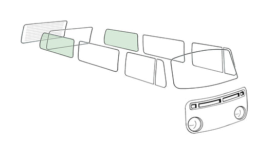 Rear side window L/R, green