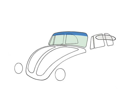 Windshield green, convertible, blue sunshade